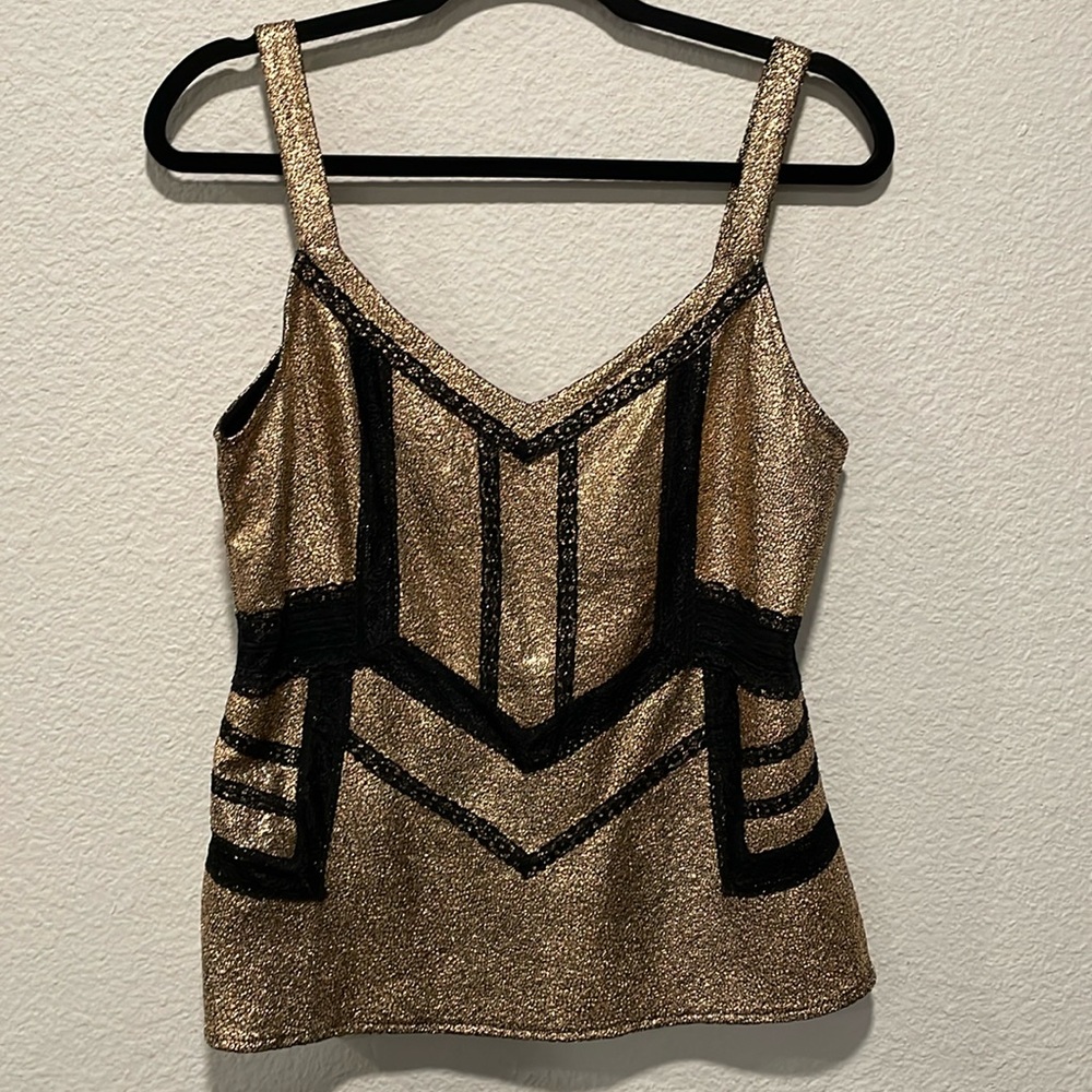 BKE Boutique Gold and Black Buckle Tank large